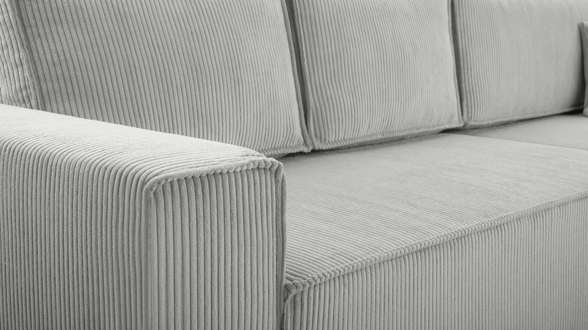 ECKSOFA L Form Cedria Hellgrau 287/145/85 cm mit Schlaffunktion - Hellgrau/Schwarz, Kunststoff/Textil (287/145cm) - AX Living