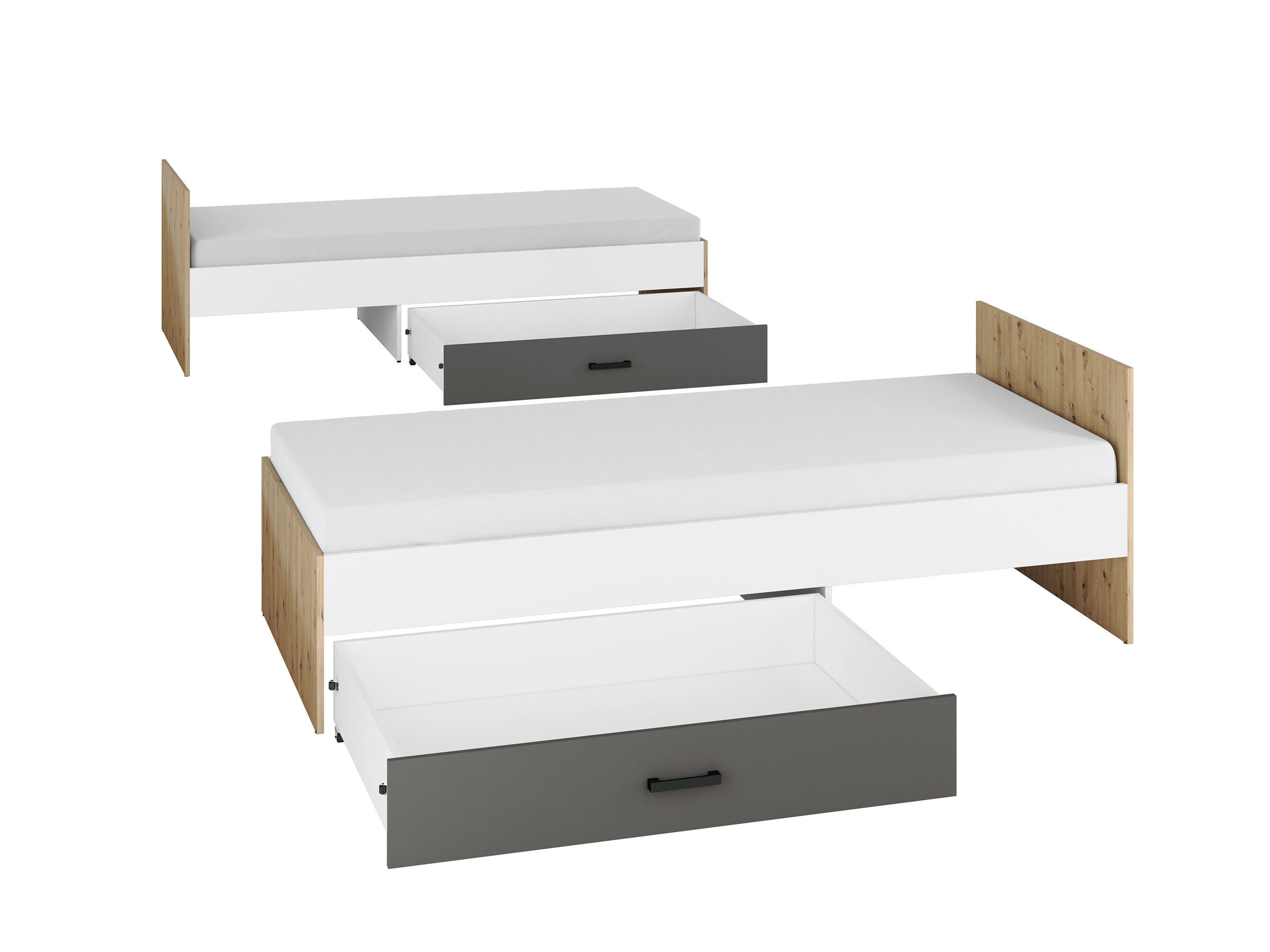 Thumbnail - Feldmann-Wohnen Kinderzimmer-Set, Braun, Weiß, Kunststoff, 3 Fächer, 2 Schubladen, Rechteckig,Rechteckig, 334x191x204 cm...