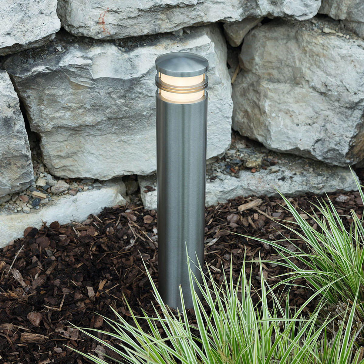 WEGELEUCHTE Edelstahl Silber Opal - Silberfarben, Metall (10.2/10.2/60cm)