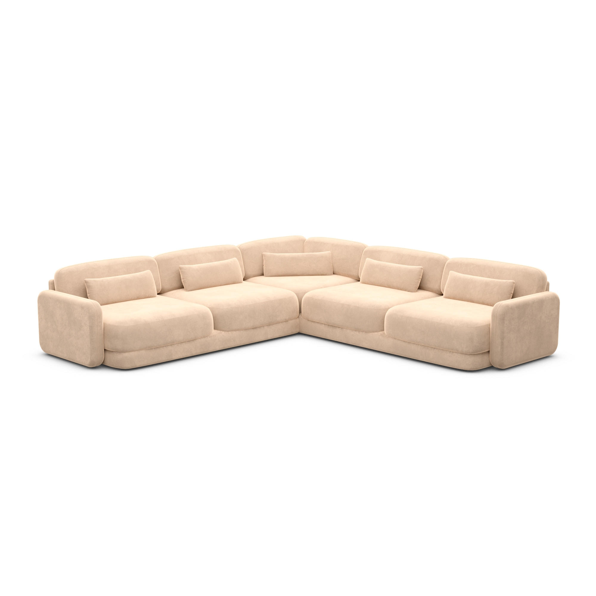 ECKSOFA Valencia L Form Samtstoff Beige - Beige, Textil (229/229cm) - Sofa Dreams