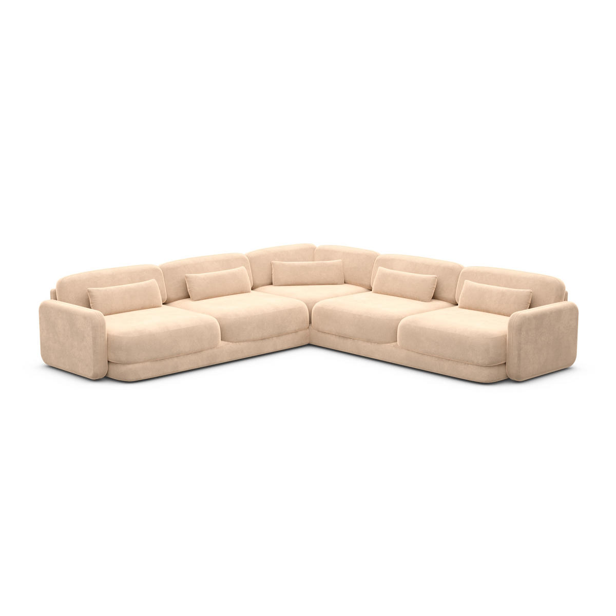 ECKSOFA Valencia L Form Samtstoff Beige - Beige, Textil (229/229cm) - Sofa Dreams