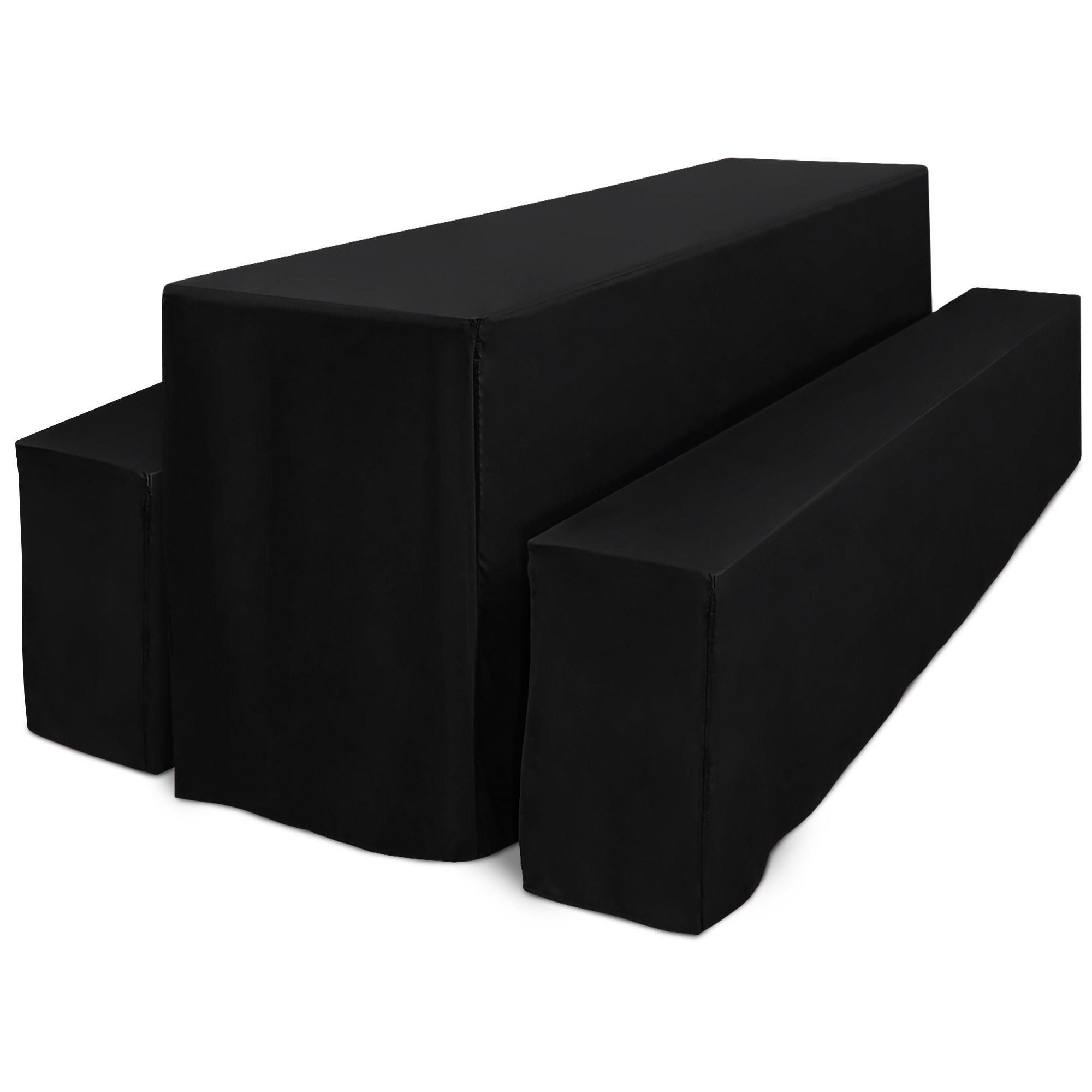 Beautissu Biertischhusse Schwarz 50x220 cm