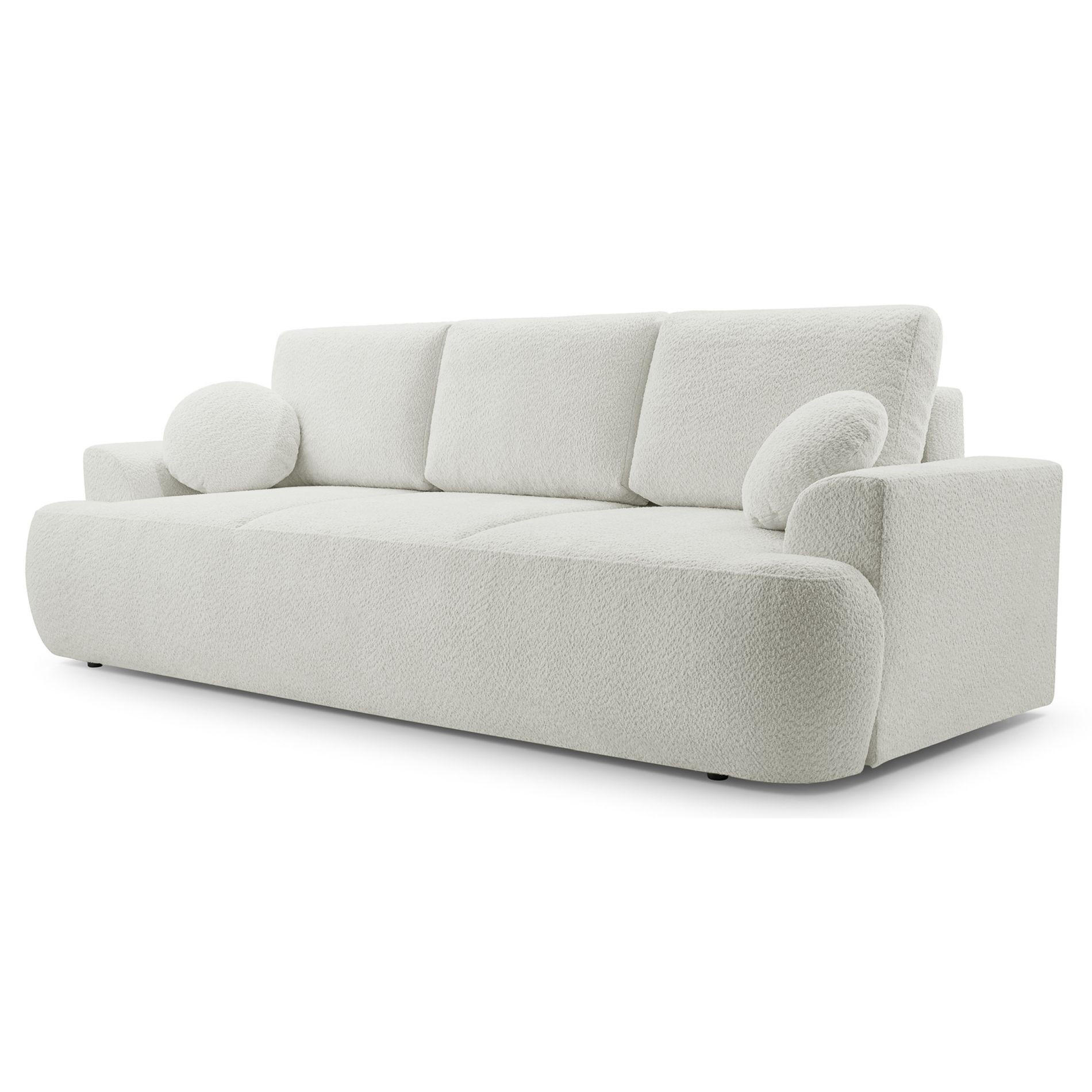 3-SITZER SOFA Barletto Hellbeige Bouclé - Ecru/Schwarz, Holz/Textil (248/94/110cm) - Selsey