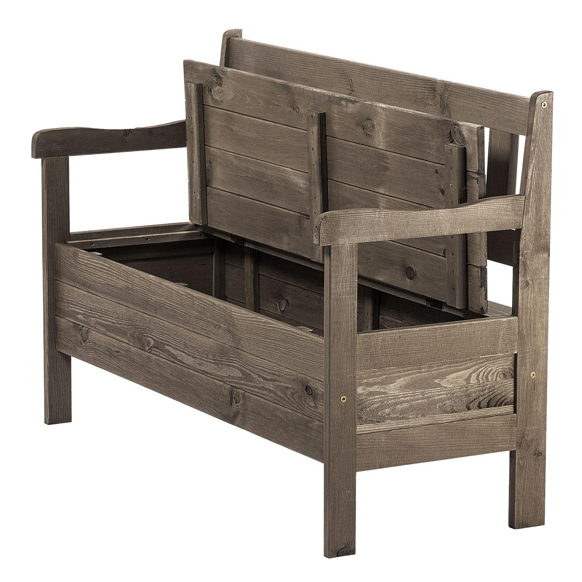 GARTENBANK mit brauner Truhe - Braun, Holz (120/47cm) - KADAX