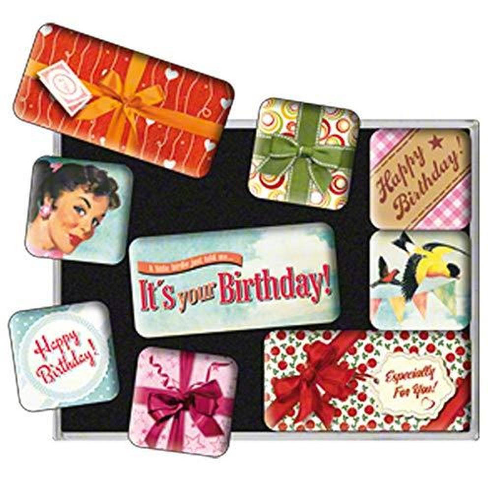 MAGNETSET 9-teilig Say It 50's Happy Birthday - Multicolor, Metall (9/7/2cm) - Nostalgic-Art