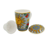 TEEBECHER mit Deckel & Filter MIRABILIA 300 ml „Sole & Luna“ - Orange, Keramik (0.3L)