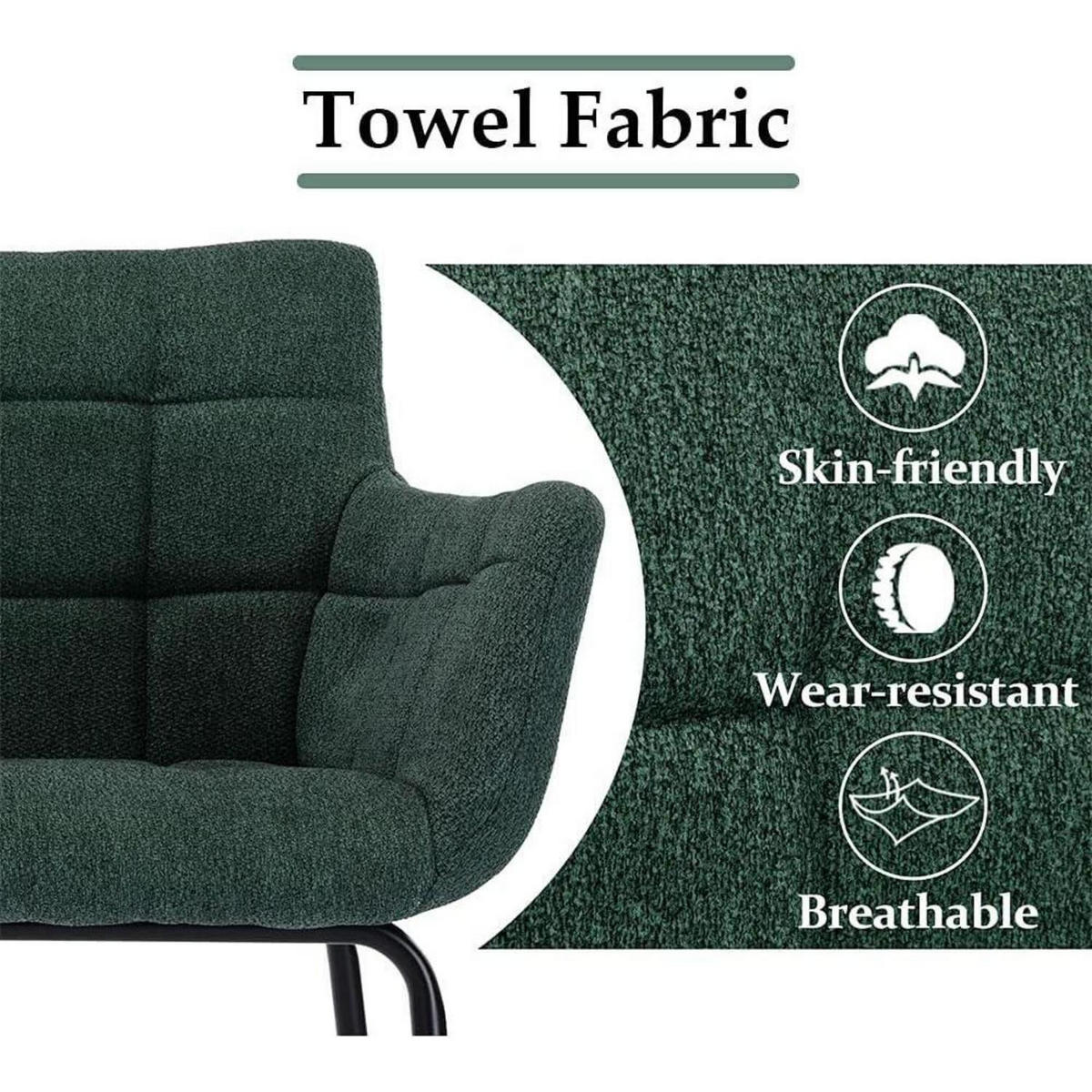 BARHOCKER 4er Set Grün Frottee mit Metallfüßen - Grün, Textil (50/93.5/55cm)