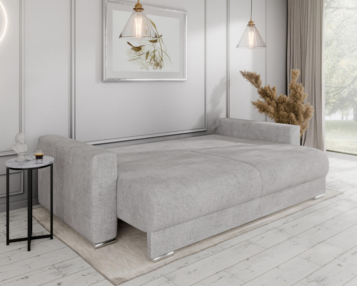 SCHLAFSOFA Calma mit Bettkasten 3-Sitzer modernen Stil, Graubraun - Graubraun, Holz (229/87/97cm) - Homesy