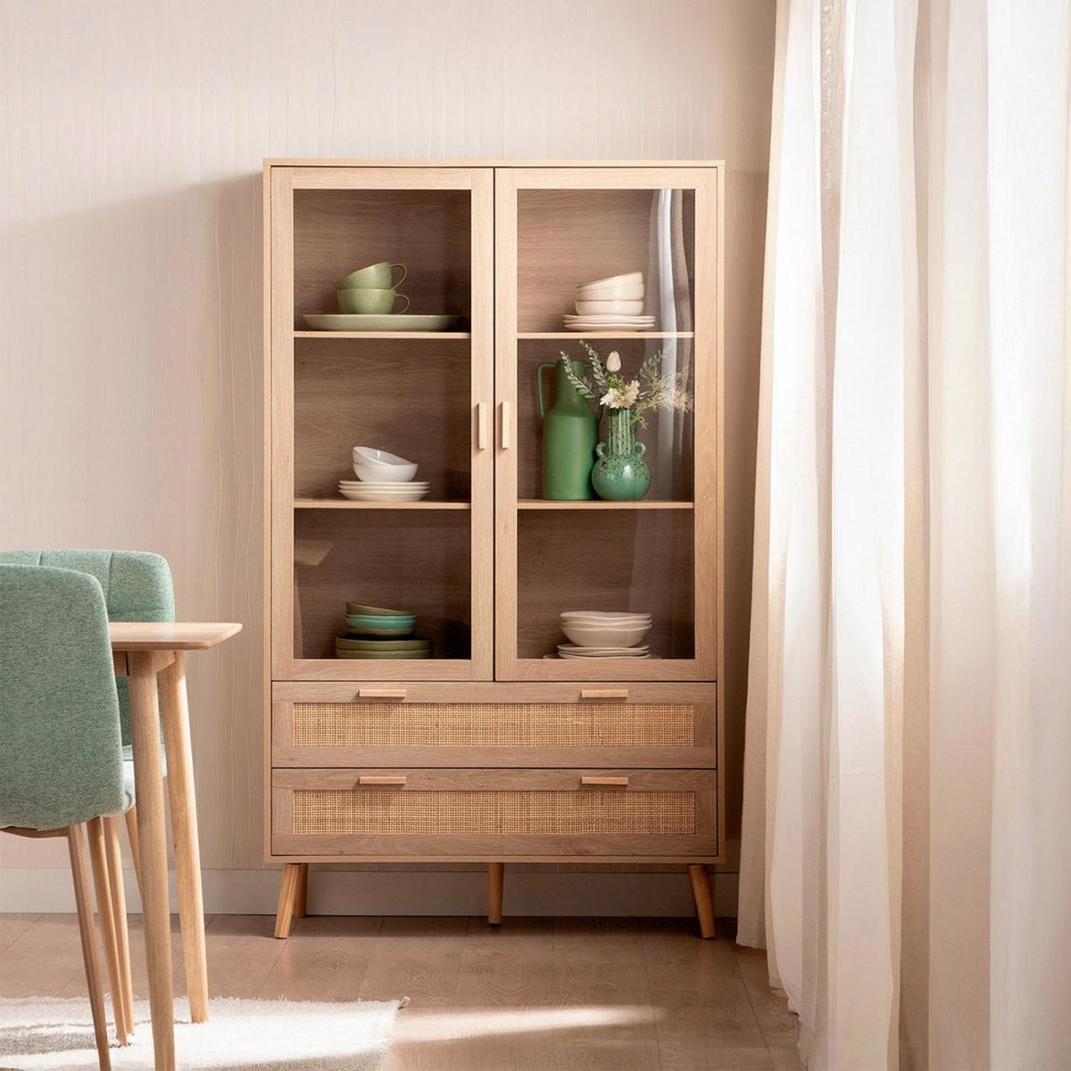 VITRINENSCHRANK DOPPELTER Tahiti Natürlich 100 cm x 170 cm - Naturfarben, Holzwerkstoff (100/170/40cm)