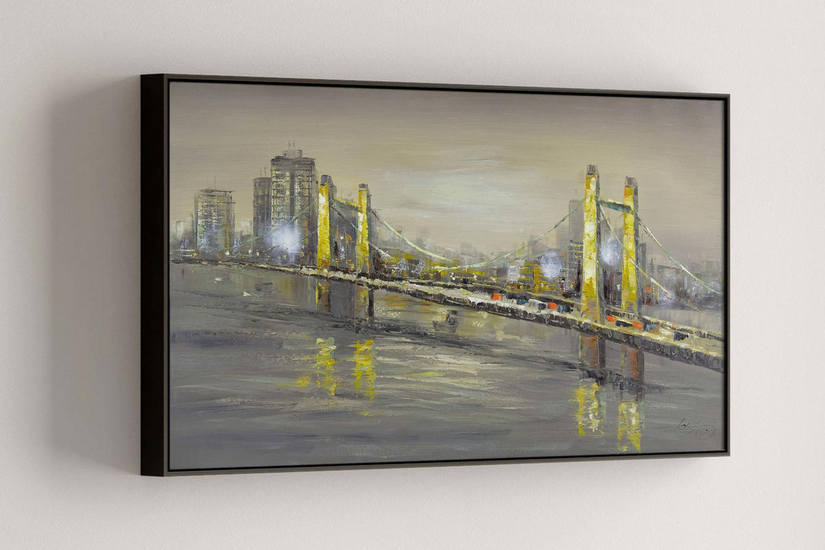 OLEJOMAĽBA 100/50 cm, Mesto a architektúra - sivá, drevo/textil (100/50cm) - KUNSTLOFT