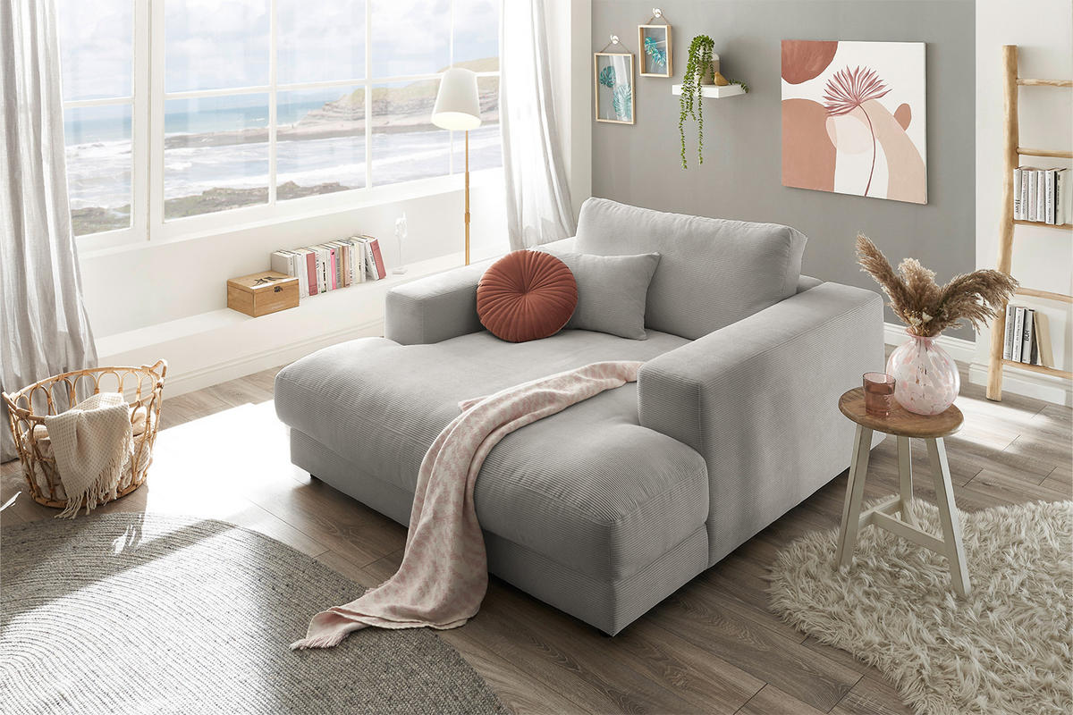 LONGSEAT MADELINE Grau Cord - Schwarz/Grau, Kunststoff/Textil (150/86/170cm) - KAWOLA