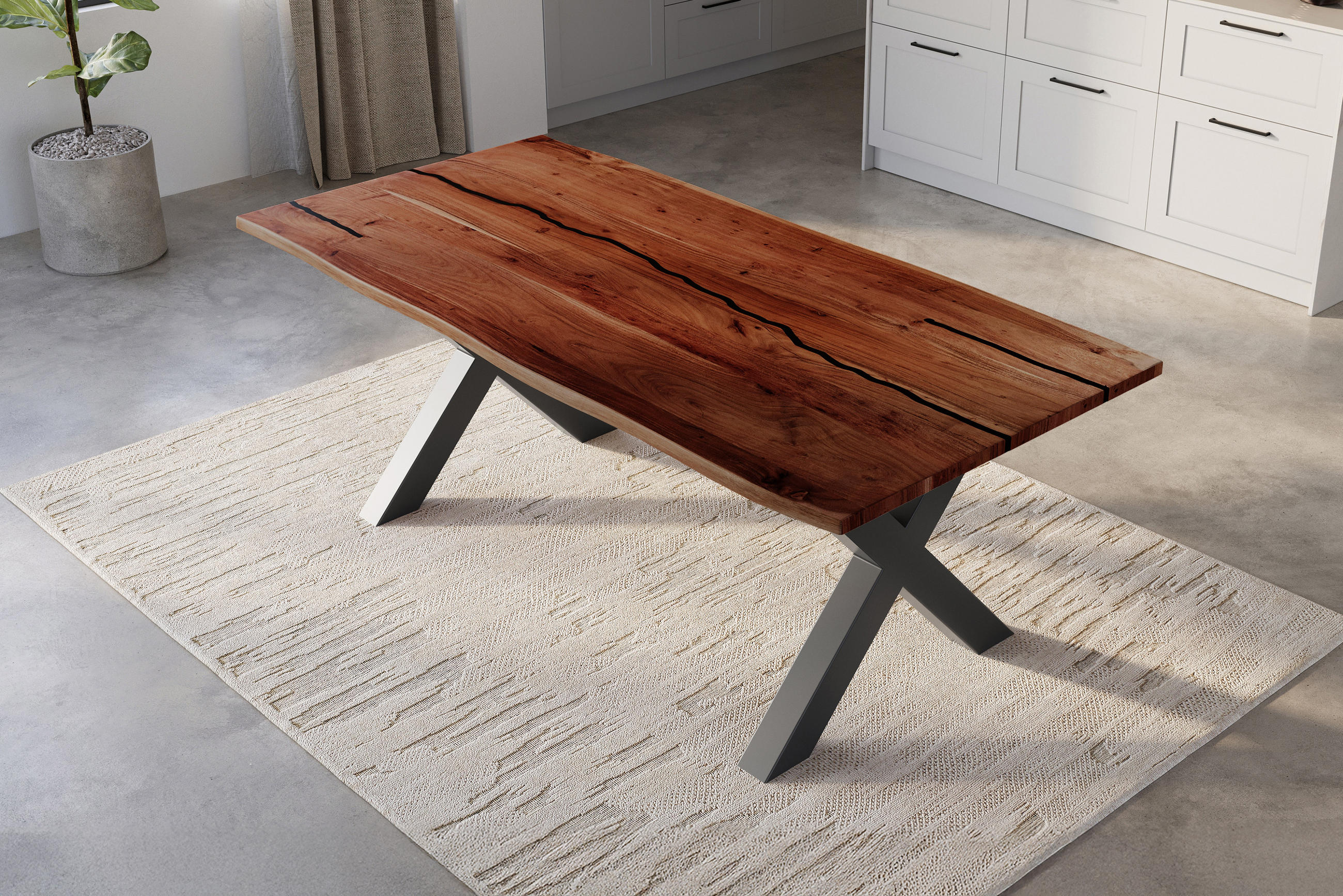 ESSTISCH POLLY - Schwarz/Braun, Holz/Metall (100/220/77cm) - SAM