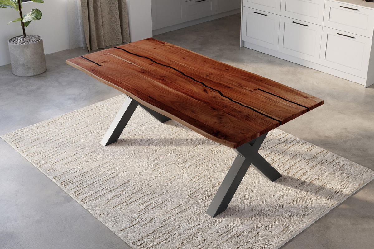 ESSTISCH POLLY - Schwarz/Braun, Holz/Metall (100/240/77cm) - SAM