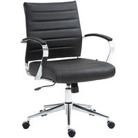 DREHSTUHL Echtleder schwarz - Chromfarben/Schwarz, Leder/Metall (57/90/62cm) - CLP