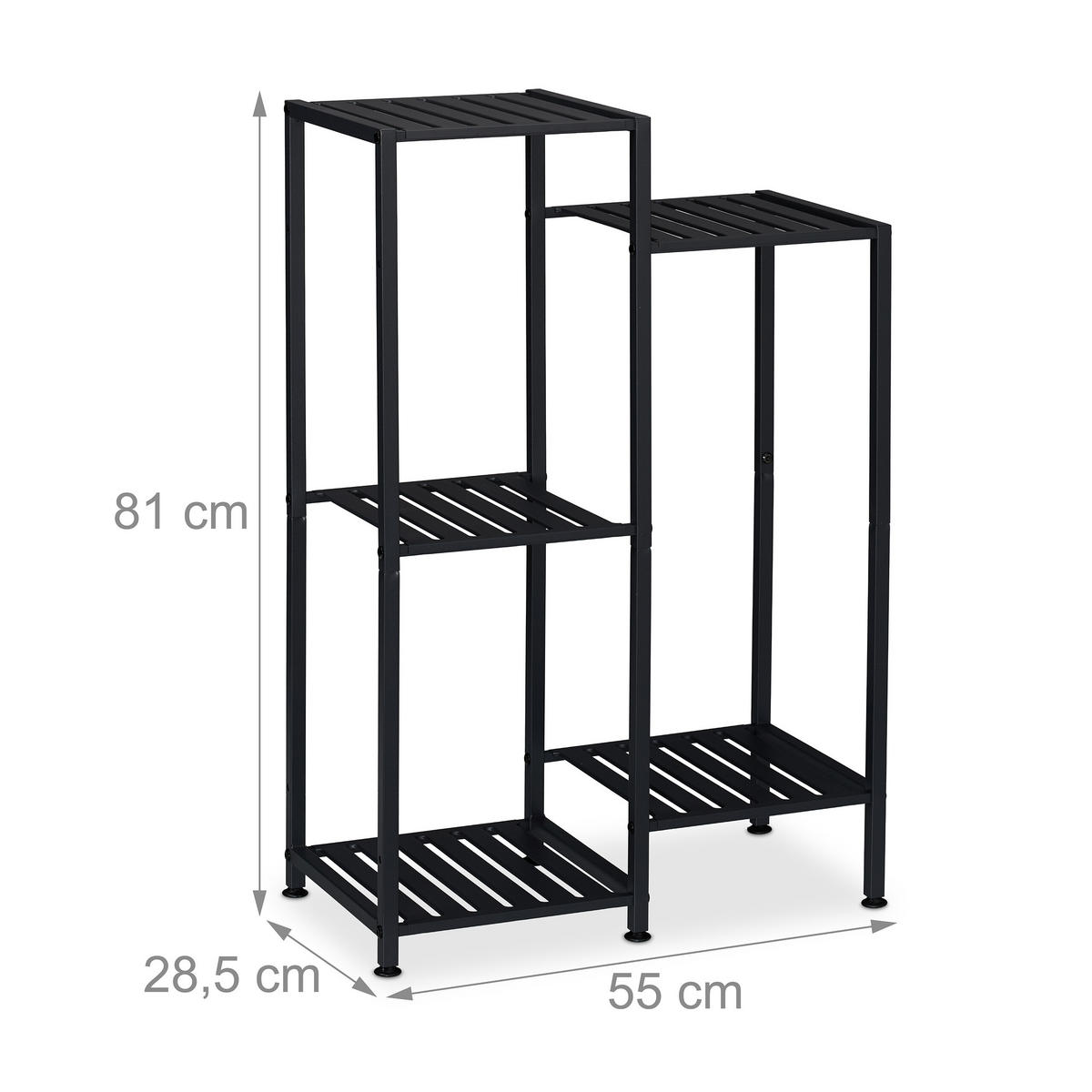 BLUMENREGAL - Schwarz, Metall (55/81/28.5cm) - Relaxdays