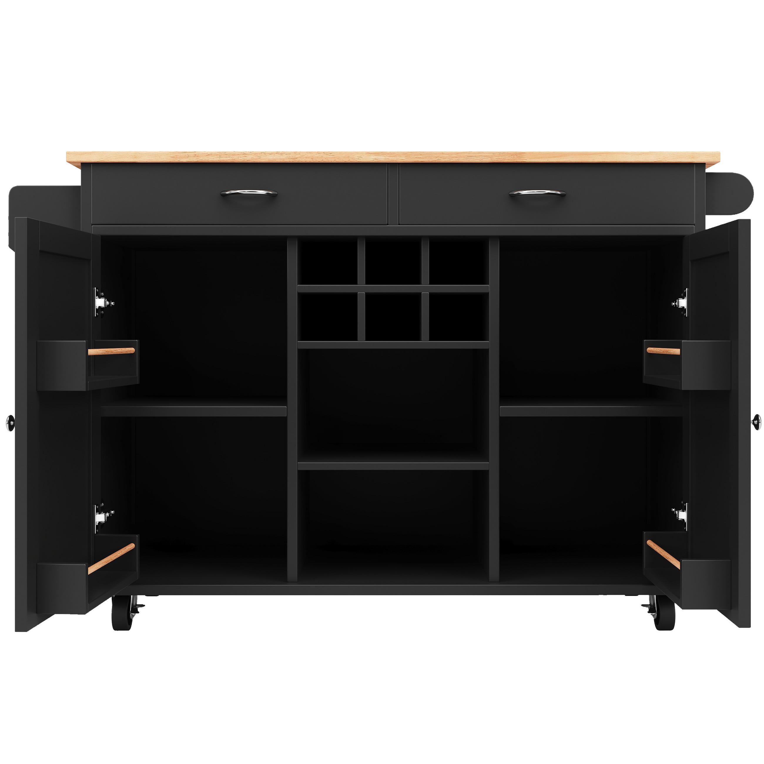 KÜCHENINSEL Schwarz 102/45/92 cm - Schwarz, Holzwerkstoff (102/92/45cm) - PANGIVO