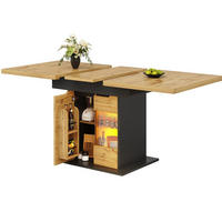 AUSZIEHTISCH 110-140/80/76 cm in Schwarz/Natur mit Stauraum & LED - Naturfarben, Holzwerkstoff (80/140/76cm) - BEAOK