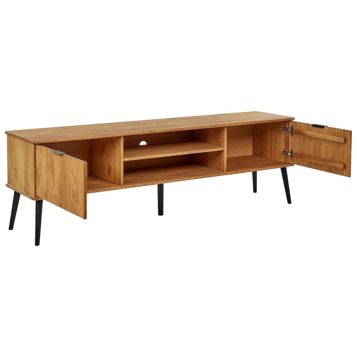 TV-MÖBEL Kiefernholz Braun Timmins - Schwarz/Braun, Holz (180/56/40cm) - Beliani