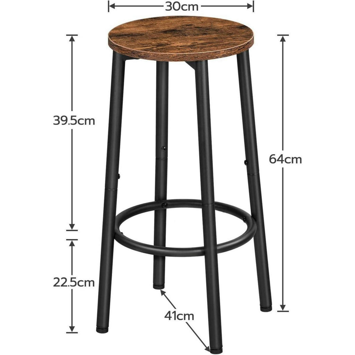 BARHOCKER 2er-Set Vintage-Braun und Schwarz - Multicolor, Holzwerkstoff (30/64/30cm)