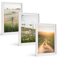 BILDER SET 3er Set - 40x60 cm Weißer Rahmen - Landschaften Natur Felder Weg - Weiß, Kunststoff (40/60cm) - TULUP