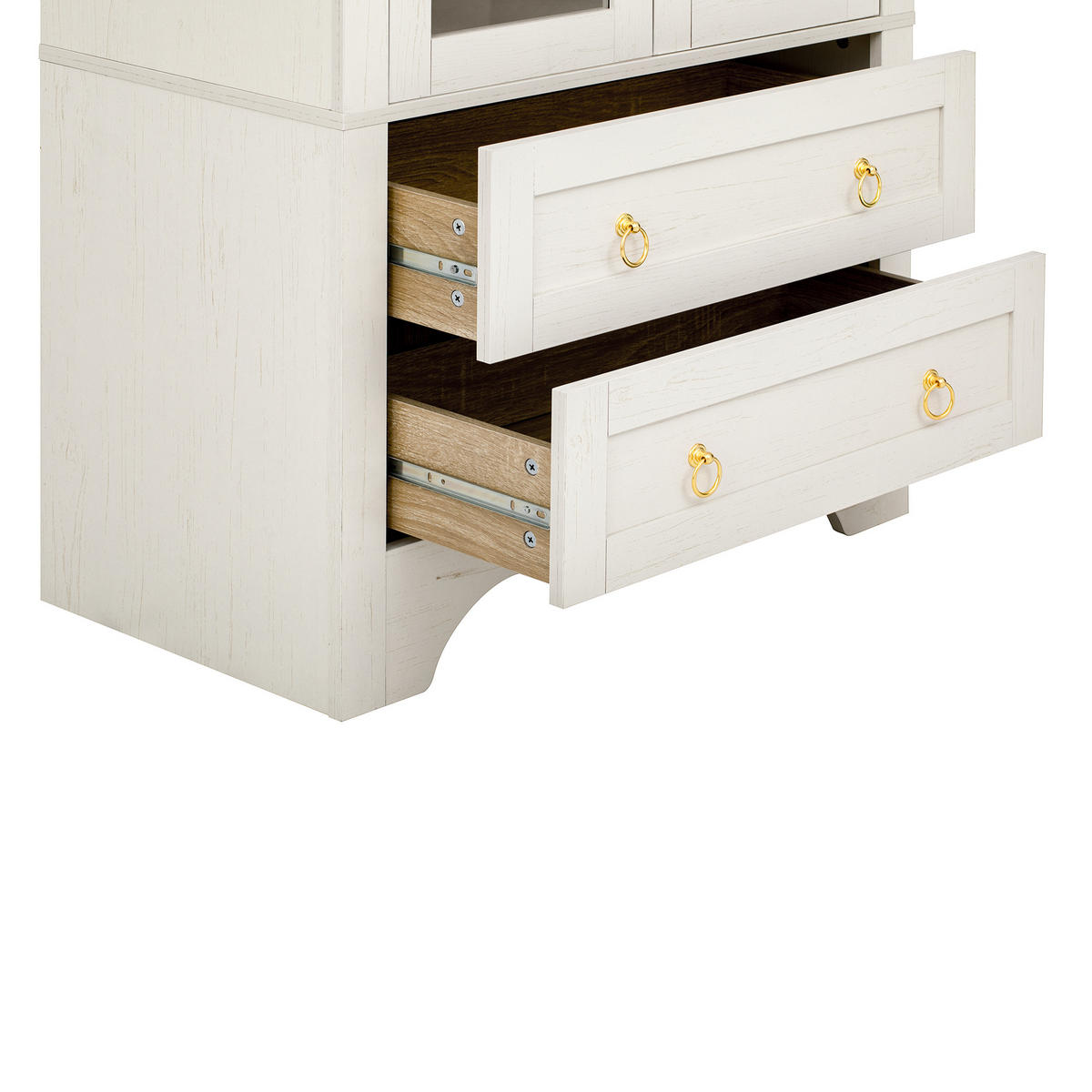 HIGHBOARD Weiß 76,2×40×180 cm mit Glastüren, Schubladen und verstellbaren Einlegeböden aus Holzwerkstoff und Glas - Weiß, Holzwerkstoff (76.2/180/40cm)