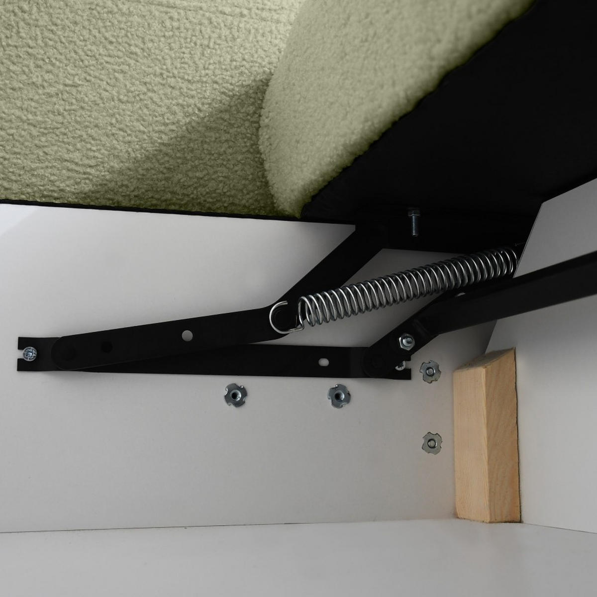 WOHNLANDSCHAFT Noel mit Schlaffunktion, Grün, Bouclé-Stoff - Grün, Holzwerkstoff (375/93/163cm) - Beautysofa