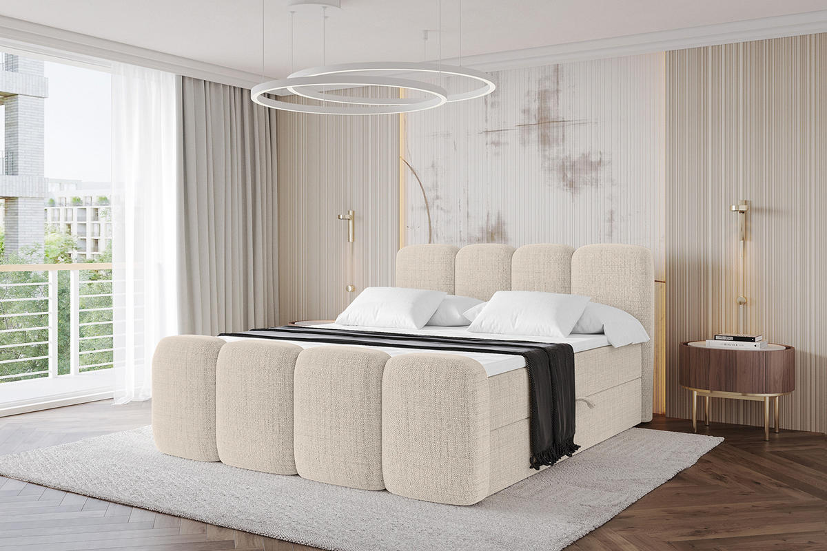 BOXBETT mit Matratze H4 und Lattenrost - NINA-Z - 120x200 cm Aragon - Beige - Beige, Holzwerkstoff (120/200cm)