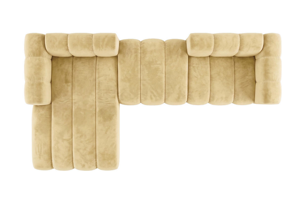 ECKSOFA Modulares In L-Form, Velvet-Stoff Riviera, Buttergelb, Links, GRAND 319 cm - Hellgelb, Holz (319/175cm) - Kaiser Möbel