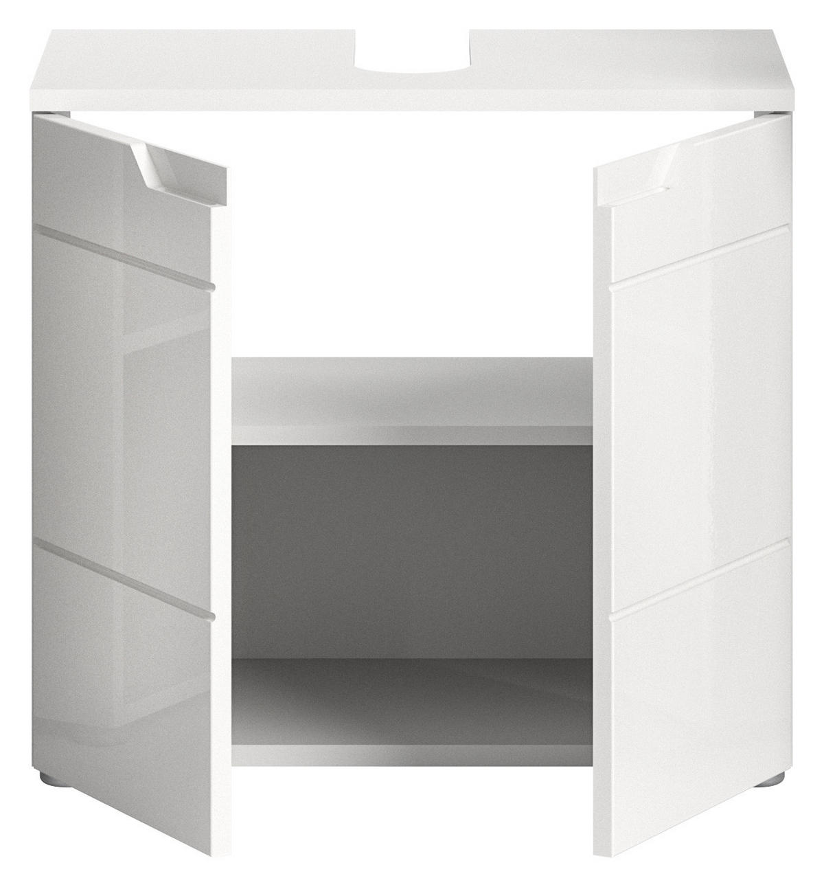 WASCHBECKENUNTERSCHRANK SOLERO (B/H/T: ca. 63/59/34 cm) in Weiß/weiß hochglanz - Weiß, Holzwerkstoff (63/59/34cm)