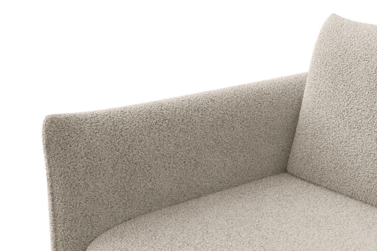 ECKSOFA TAUER 3-Sitzer RECHTS, Bouclé-Stoff beige - Beige/Schwarz, Holz/Textil (206/173cm) - Courtois Laville