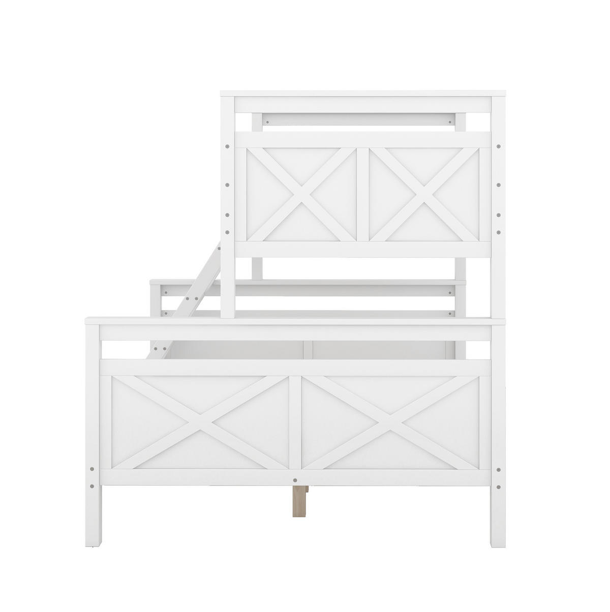 ETAGENBETT 90/200 cm mit Leiter und Sicherheitsgeländer umbaubar in 2 getrennte Betten weiß - Weiß, Holz (140/200cm) - OKWISH