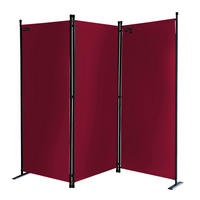 PARAVENT 3-tlg. 170x165 cm Rubinrot - Rot, Metall (165/170cm) - QUICK STAR