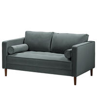 2-SITZER SOFA - Samt - Anthrazit, Textil (150/80/86cm) - home24