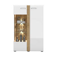 VITRINE – 92 cm – Adagio – Weiß / Eichefarben – Anschlag links – VT-GEN147 - Eichefarben/Weiß, Holzwerkstoff (92/143/42cm) - hi-markt