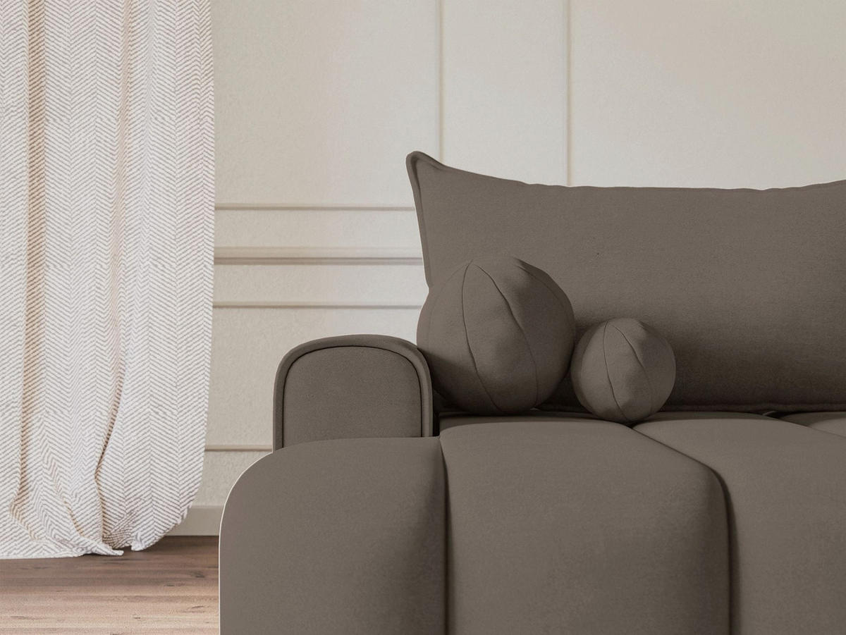 ECKSOFA Dandelino Dunkelbeige mit Samtbezug, links - Schwarz/Cappuccino, Kunststoff/Textil (271/172cm) - Selsey