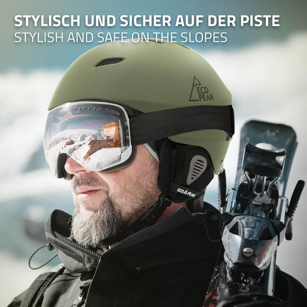 LYŽAŘSKÁ PŘILBA pro muže a ženy, robustní snowboardová přilba, zelená, velikost L (58–61 cm) - zelená barva, plast (30/24cm) - ECD-Germany