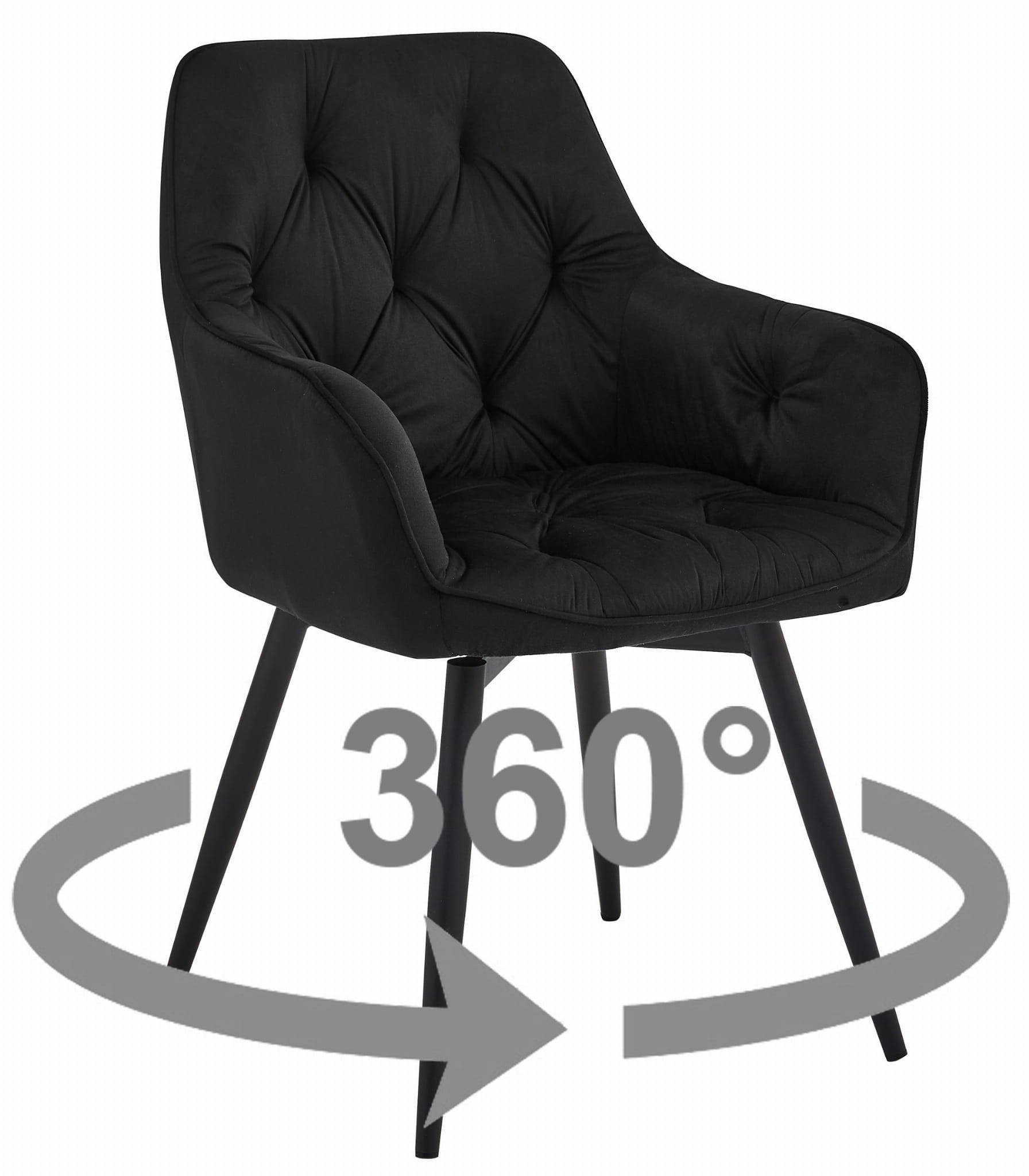 ESSZIMMERSTUHL LUKK360 schwarzer Sitz, schwarze Beine - Schwarz, Textil (56/84/61cm) - Valora