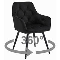 ESSZIMMERSTUHL LUKK360 schwarzer Sitz, schwarze Beine - Schwarz, Textil (56/84/61cm) - Valora