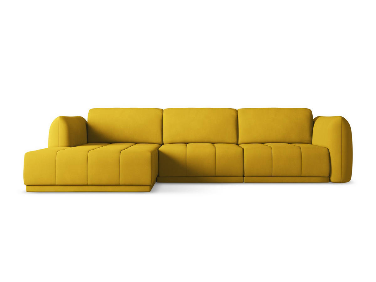 ECKSOFA Links Chenille Stoff Gelb - Currygelb/Gelb, Kunststoff/Textil (170/290cm) - Makamii
