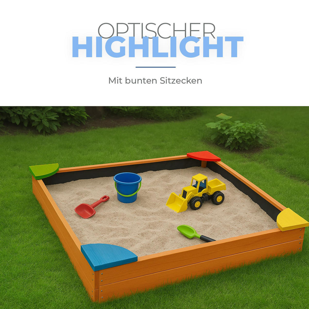 SANDKASTEN aus Holz mit Abdeckung 90 cm - Braun, Naturmaterialien (90/90cm) - Bestlivings