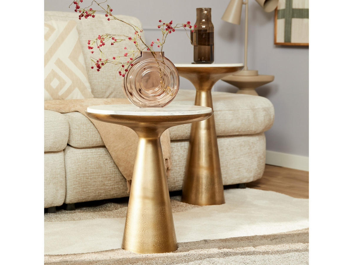 BEISTELLTISCH Sienna Large Marmor 46 cm / 46 cm Weiß - Weiß, Stein (45/45/50cm) - Villa Möbel