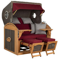 STRANDKORB XL Schillig Bullauge - Rot/Braun, Metall (142/170/95cm) - Mr. Deko