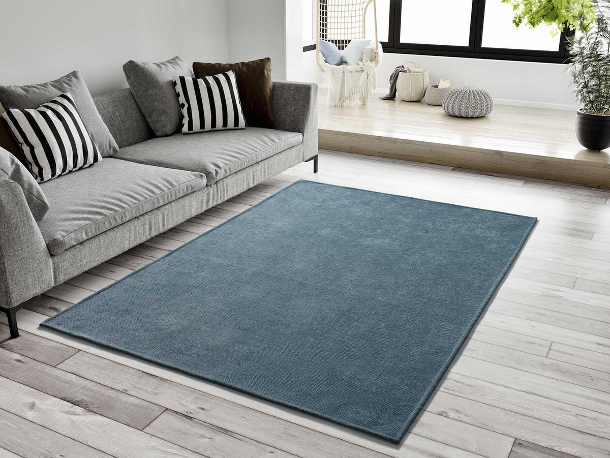 FLACHWEBETEPPICH waschbar Blau Harris 60/120 cm - Blau, Textil (60/120cm) - Atticgo