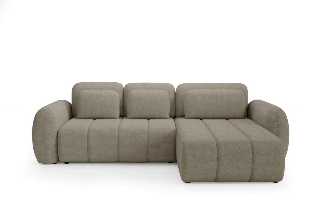 ECKSOFA mit Schlaffunktion Premium Beige - Beige/Schwarz, Holz/Holzwerkstoff (304/190cm) - Furnisell