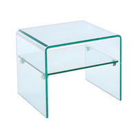 NACHTTISCH mit 1 Ablage - Glas - STILEOS - Transparent, Glas (40/40/48cm) - Vente-Unique