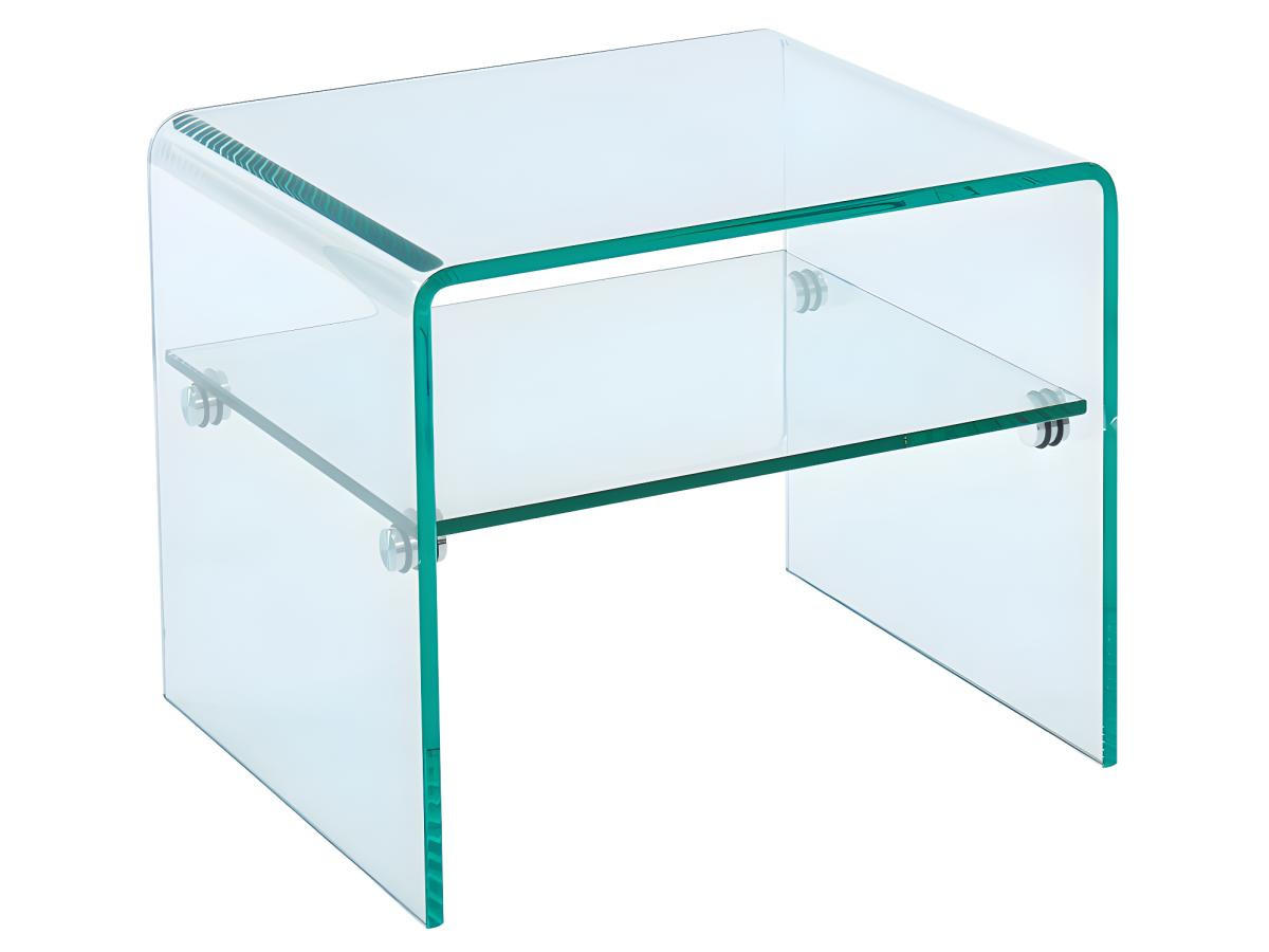 NACHTTISCH mit 1 Ablage - Glas - STILEOS - Transparent, Glas (40/40/48cm) - Vente-Unique