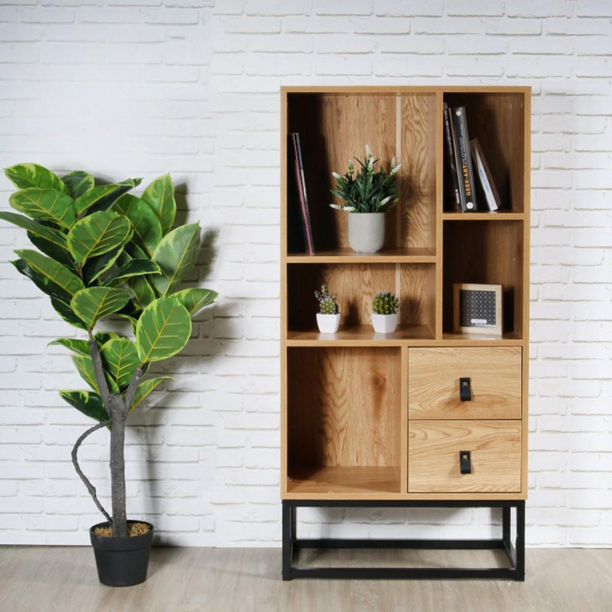 BÜCHERREGAL mit 2 Schubladen 5 Ablagen H120 cm - Apfelbaumfarben, Holzwerkstoff (29/120/66cm) - Calicosy