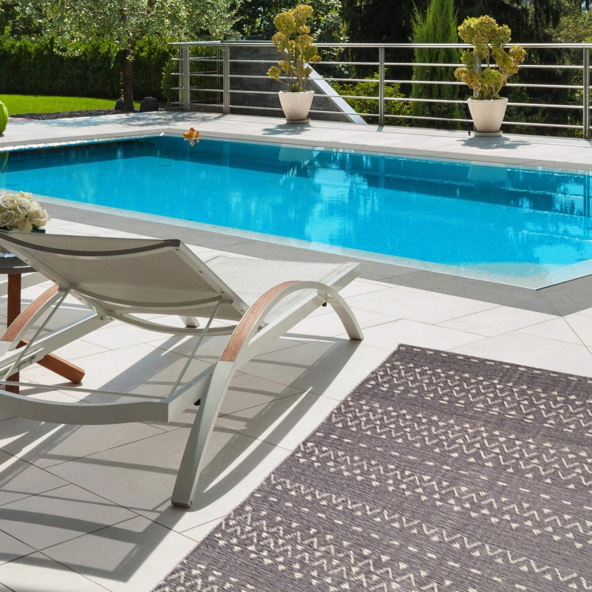 TEPPICH Indoor Outdoor Ethno-Stil grau - Grau, Textil (160/230cm) - AFK Living