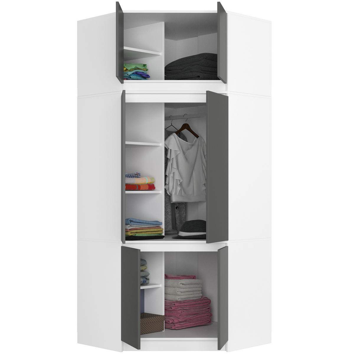 AUFSATZSCHRANK Weiß, Grau 100x50x55 cm - Graphitfarben/Weiß, Holzwerkstoff (100/55/50cm) - Akord