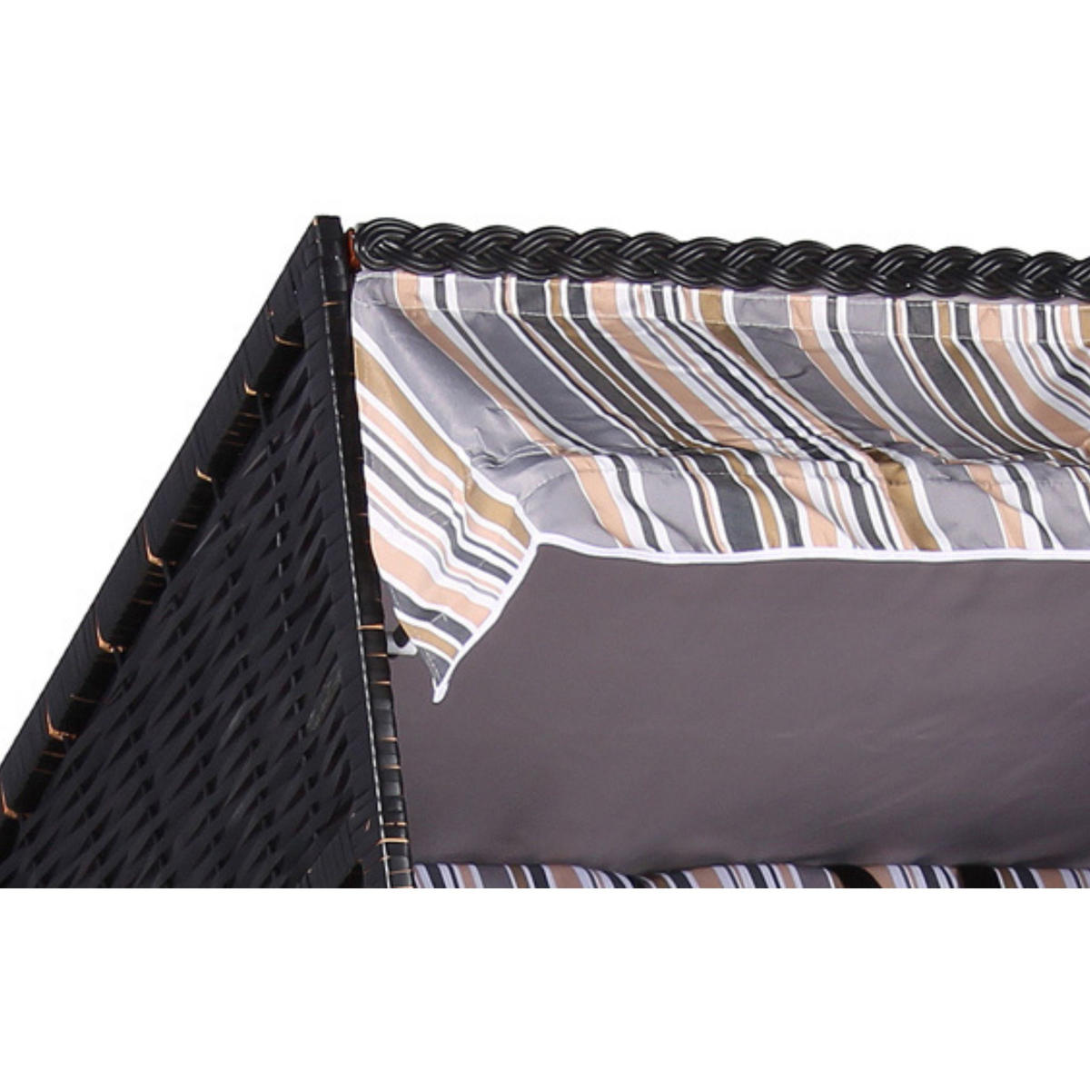 STRANDKORB Ostsee 2-Sitzer PE schwarz - Schwarz/Braun, Metall (120/160/80cm) - Mr. Deko